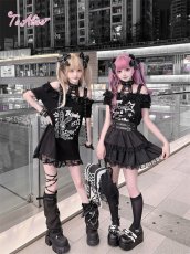 画像14: 【送料無料】Q545闇うさレースアップオフショルワンピース《予約受付》 (14)