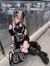 画像4: 【送料無料】Q545闇うさレースアップオフショルワンピース《予約受付》 (4)