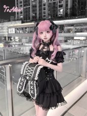 画像6: 【送料無料】Q545闇うさレースアップオフショルワンピース《予約受付》 (6)