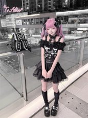 画像9: 【送料無料】Q545闇うさレースアップオフショルワンピース《予約受付》 (9)