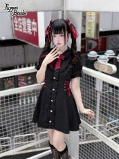 画像2: 【送料無料】Q578 ワインリボンレースアップワンピース《予約受付》 (2)