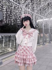 画像6: 【Last one】【Puppet Bombs】QS22 うさぎモチーフ付きチェックベレー帽【30％OFF】 (6)