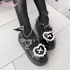 画像6: 【BlackShamrock】FZ8 クロスハートフリル厚底パンプス (6)