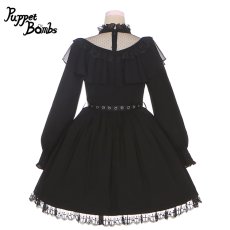 画像3: 【PuppetBombs】Q6 フロントチュールラッフルカラーワンピース【特価:3800円コーナー】 (3)