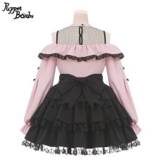 画像3: 【PuppetBombs】Q60 リボン風オフショルレーストップス (3)