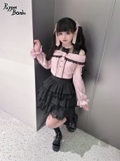 画像9: 【PuppetBombs】Q60 リボン風オフショルレーストップス (9)