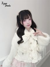 画像2: 【送料無料】Q600うさ耳フードハートポケットファーショートコート《予約受付》 (2)