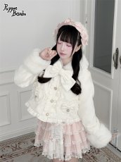 画像3: 【送料無料】Q600うさ耳フードハートポケットファーショートコート《予約受付》 (3)