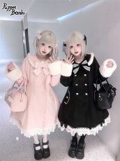 画像4: 【送料無料】Q603ハートダブルボタンロングファーコート《予約受付》 (4)