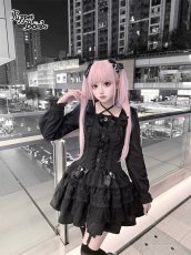 画像1: 【送料無料】Q607ハートボタンAラインワンピース《予約受付》 (1)