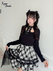 画像3: 【送料無料】Q631チェックベルトレースフリルスカパン《予約受付》 (3)