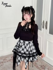 画像4: 【送料無料】Q631チェックベルトレースフリルスカパン《予約受付》 (4)