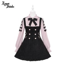 画像1: 【PuppetBombs】Q65 レイヤード風ツイードワンピース (1)