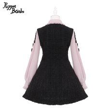 画像2: 【PuppetBombs】Q65 レイヤード風ツイードワンピース (2)