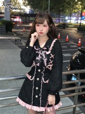 画像10: 【Last one】【PuppetBombs】Q71ジャケットレイヤード風ツイードワンピース【50％OFF】 (10)