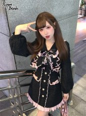 画像9: 【Last one】【PuppetBombs】Q71ジャケットレイヤード風ツイードワンピース【50％OFF】 (9)