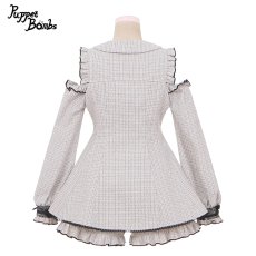 画像2: 【PuppetBombs】Q76 スクエアオフショルツイードセットアップ【50%OFF】 (2)