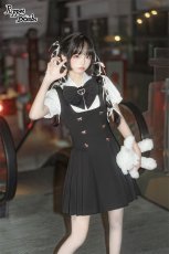 画像4: 【PuppetBombs】Q8リボンボタンジャンパースカート【特価:2800円コーナー】 (4)