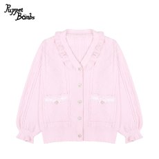 画像1: 【Puppet Bombs】Q80 Vネックハートボタンカーディガン (1)