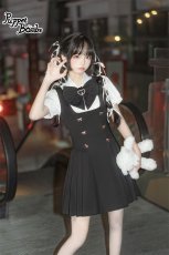 画像7: 【PuppetBombs】Q8リボンボタンジャンパースカート【50%OFF】【期間限定】 (7)