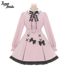 画像1: 【Puppet Bombs】Q84 ケープ付きリボンワンピース (1)