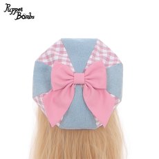 画像1: 【PuppetBombs】QS100 デニム×チェックリボンベレー帽【30%OFF】 (1)