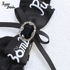 画像2: 【PuppetBombs】QS156 ロゴプリントリボンビジューヘアクリップセット (2)