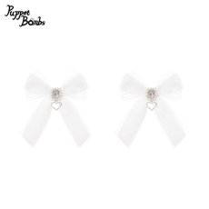 画像1: 【Puppet Bombs】QS182 レース重ねハートビジューヘアクリップセット (1)