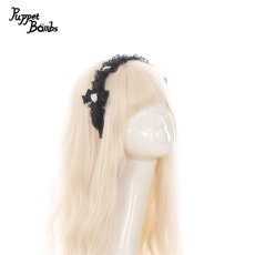 画像1: 【PuppetBombs】QS185 ハートビジューフリルカチューシャ (1)