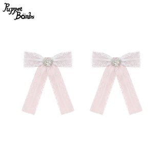 Puppet Bombs】QS182 レース重ねハートビジューヘアクリップセット