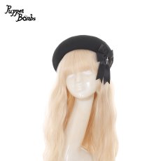 画像1: 【Puppet Bombs】QS191 クロスチャームリボン付きベレー帽 (1)