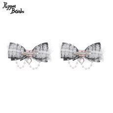 画像4: 【PuppetBombs】QS198ハートビジューリボンヘアクリップセット (4)