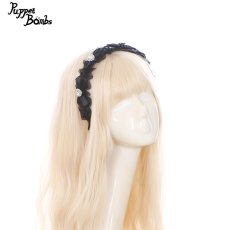 画像1: 【送料無料】QS207 ハートビジューリボン付きフリルカチューシャ《予約受付》【計5000円以上】 (1)