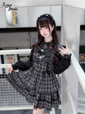 画像3: 【PuppetBombs】QS207ハートビジューリボン付きフリルカチューシャ (3)