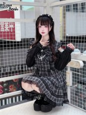 画像2: 【PuppetBombs】QS207ハートビジューリボン付きフリルカチューシャ (2)