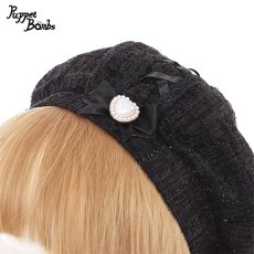 画像4: 【PuppetBombs】QS47 レースアップリボンツイードベレー帽 (4)