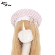 画像1: 【Puppet Bombs】QS57 ギンガムチェックベレー帽【30％OFF】 (1)
