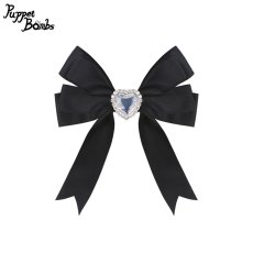 画像1: 【Puppet Bombs】QS7 ハートビジュー付きリボンバレッタ【50%OFF】 (1)