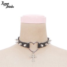 画像1: 【Puppet Bombs】QS72 スタッズクロスチャームチョーカー (1)