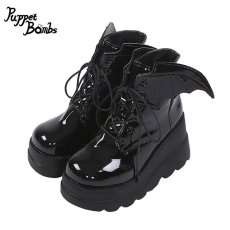 画像1: 【Puppet Bombs】QZ4 小悪魔厚底ショートブーツ (1)
