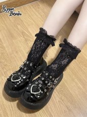 画像5: 【Puppet Bombs】QZ5 ダブルハートベルト厚底パンプス【50%OFF】 (5)