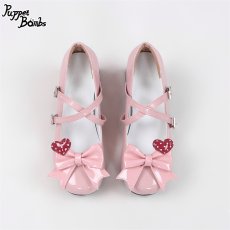 画像4: 【PuppetBombs】QZ9 ドットハート×リボン付きダブルストラップパンプス【本店•通販限定】【30%OFF】 (4)