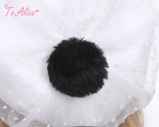 画像4: 【ToAlice】S1372ドットシフォン重ねポンポン付きベレー帽 (4)