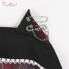 画像2: 【ToAlice】S3084ロックチェックアリスワンピース用猫耳フード (2)