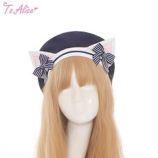 画像1: 【Last one】【ToAlice】S3262マリンキャットベレー帽【30%OFF】 (1)