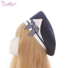 画像2: 【Last one】【ToAlice】S3262マリンキャットベレー帽【30%OFF】 (2)
