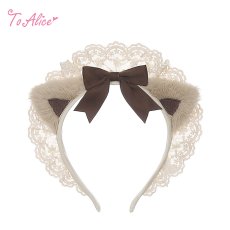 画像1: 【ToAlice】S3551カプチーノキャットフリルカチューシャ (1)