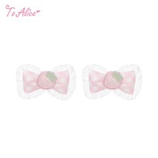 画像1: 【送料無料】S3561 ストロベリー×ギンガムチェックリボンクリップ《予約受付》【計5000円以上】 (1)