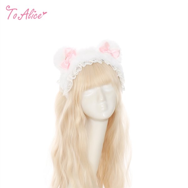 ToAlice】S388リボン付きくまみみもこもこカチューシャ - To Alice