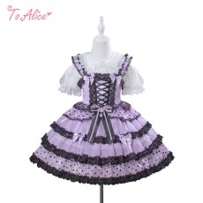 画像2: 【送料無料】TZ10 ドット柄レースアップフリルジャンパースカート《予約限定》 (2)